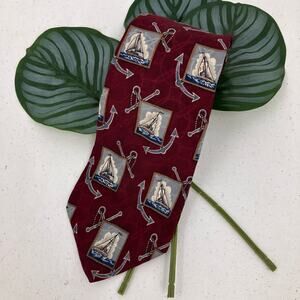 Vintage Celebrations Hallmark Superba Sail Boat Nautical Novelty Silk Neck Tie